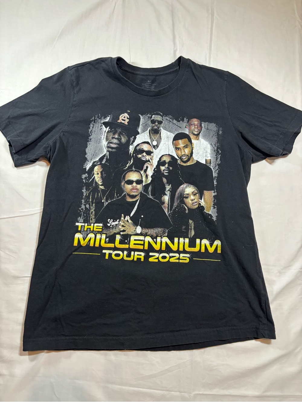 Tag Black Graphic 'The Millennium Tour 2025' Tee with Yellow Print